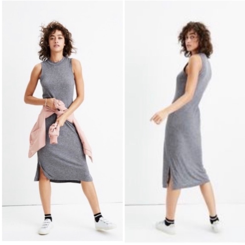 Madewell ribbed mockneck midi dress